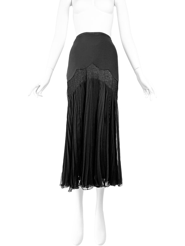 John Galliano Y2K Black SIlk & Lace Skirt