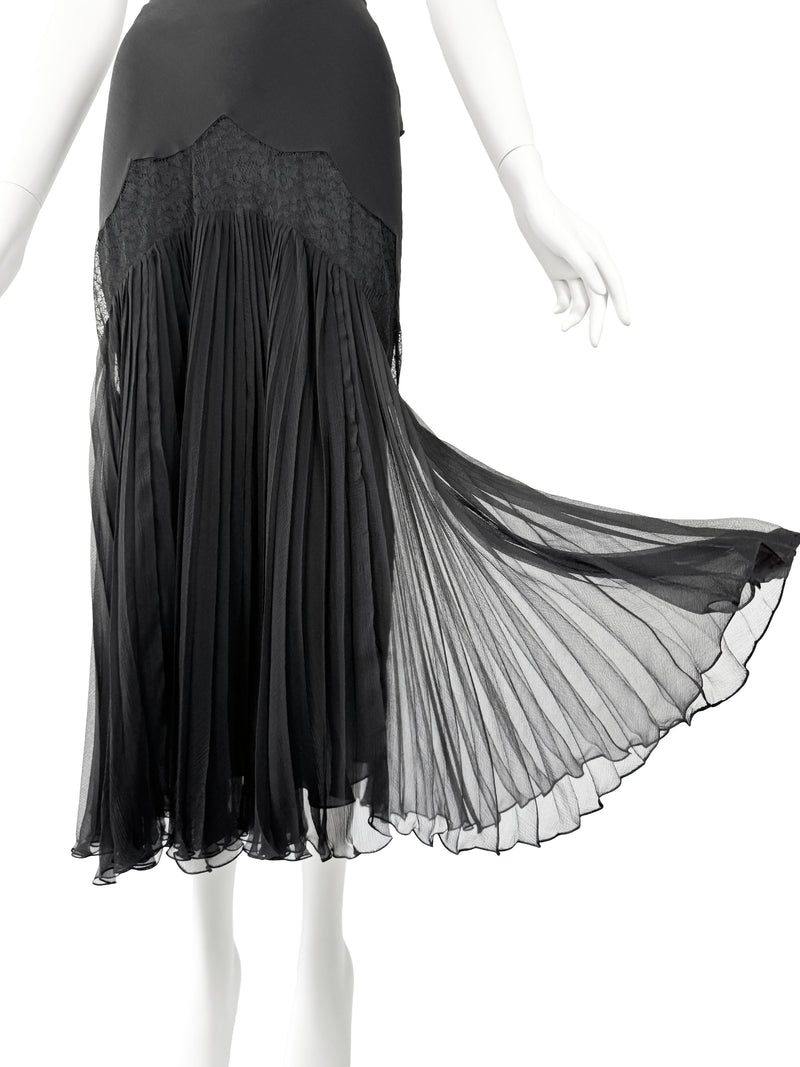 John Galliano Y2K Black SIlk & Lace Skirt