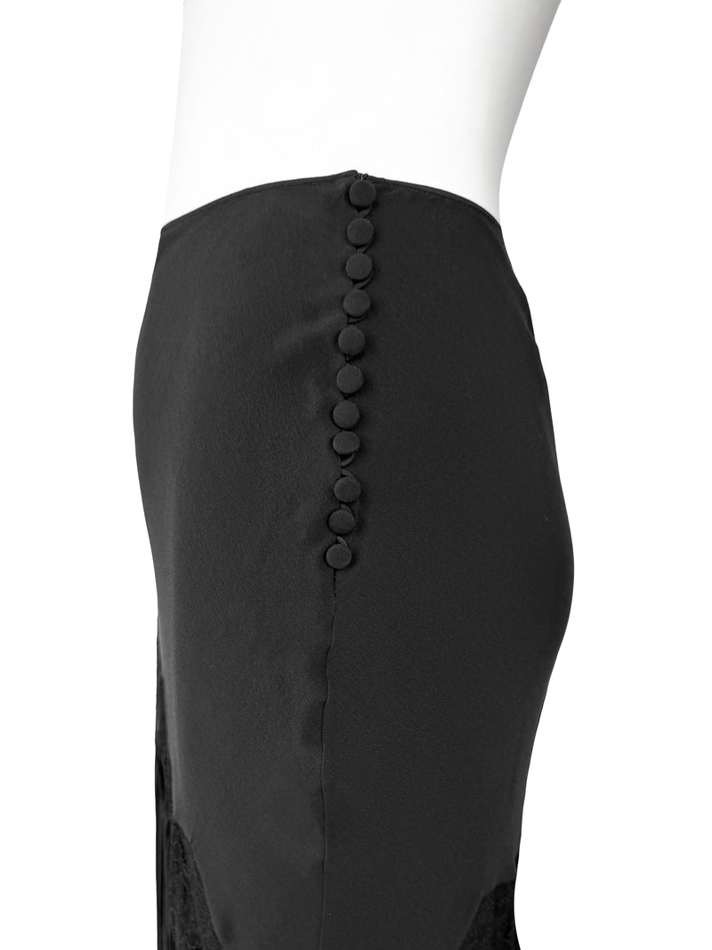 John Galliano Y2K Black SIlk & Lace Skirt