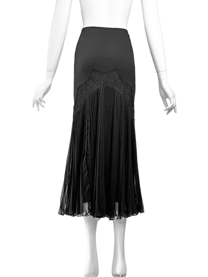 John Galliano Y2K Black SIlk & Lace Skirt