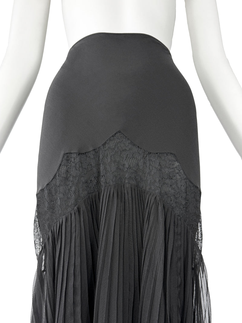 John Galliano Y2K Black SIlk & Lace Skirt