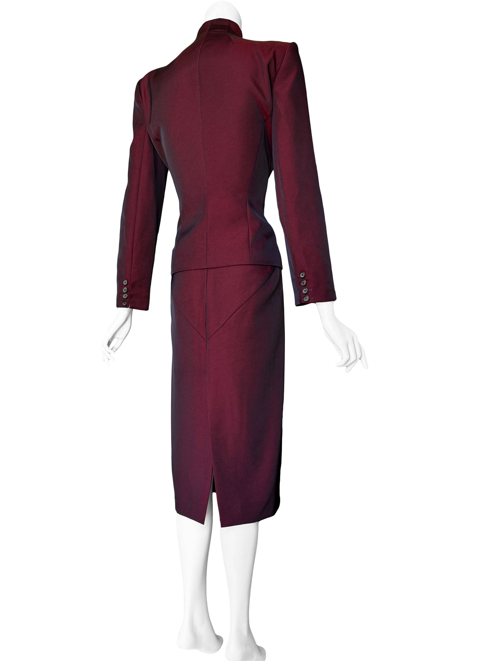 b*様 ALEXANDER MCQUEEN 赤 ハイウエスト ミモレ丈スカート Alexander McQueen A/W 1998 'Joan' Iridescent Red Skirt Suit