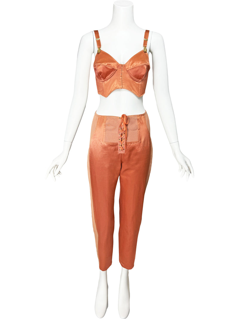 Jean Paul Gaultier Junior 90s Satin Bustier & Pants Set