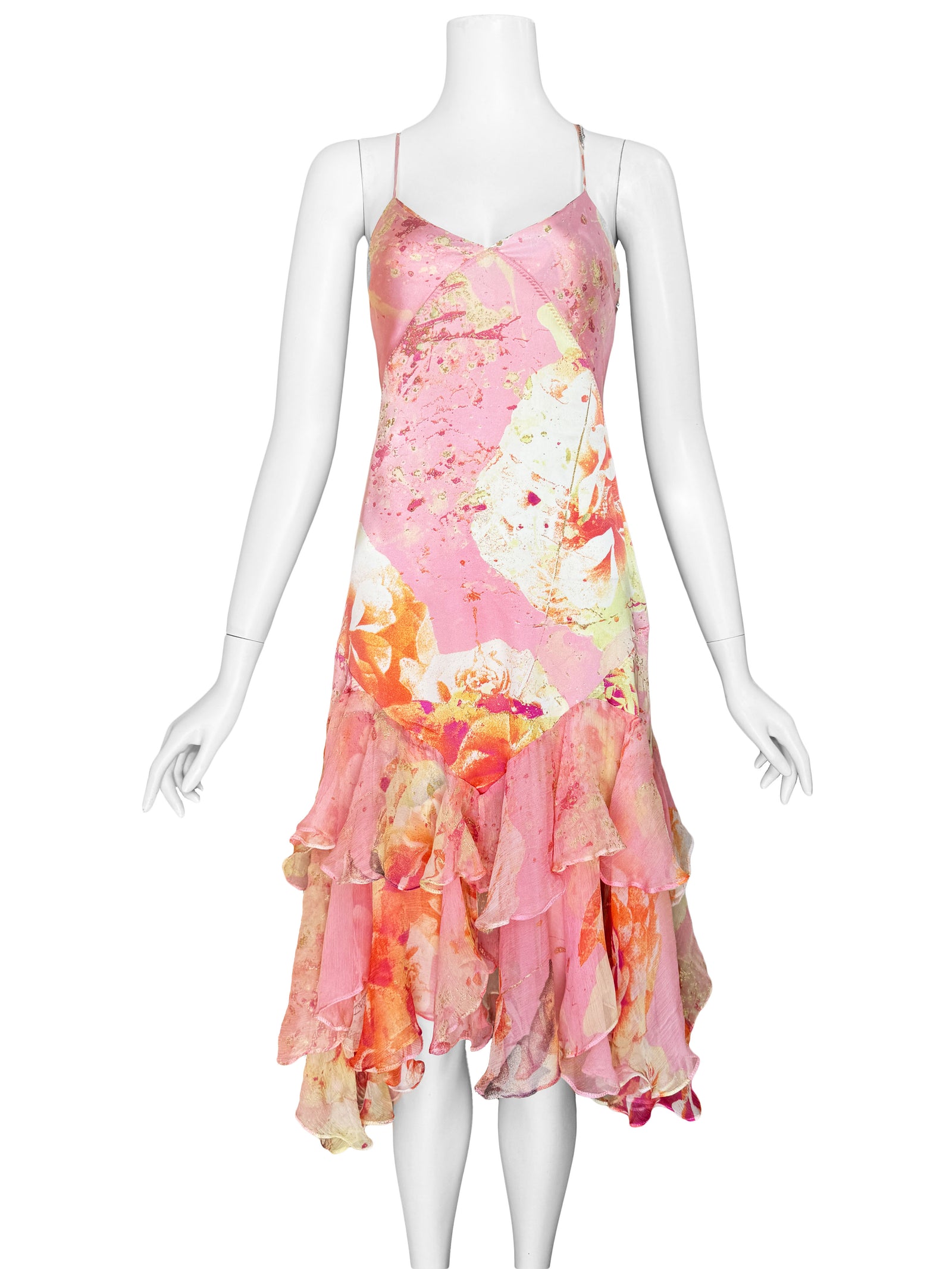 pink roberto cavalli dress Roberto Cavalli Pink Feather Print Dress