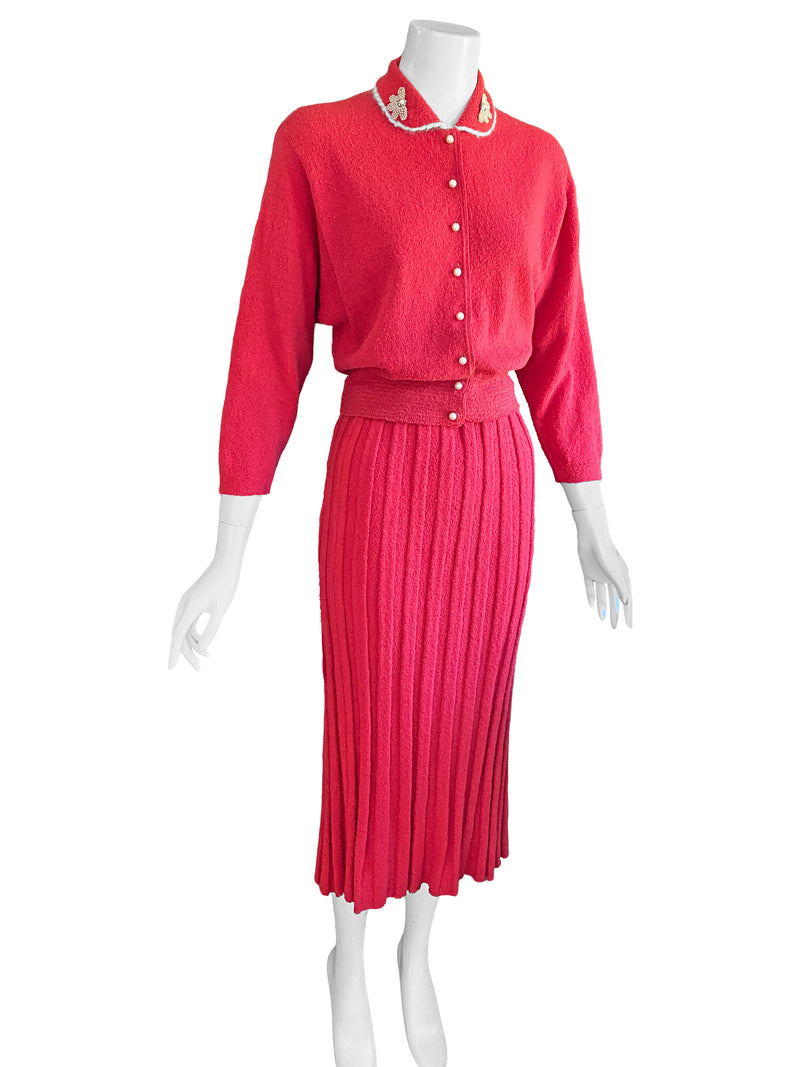 Kims 1950s Embellished Knit Skirt Set