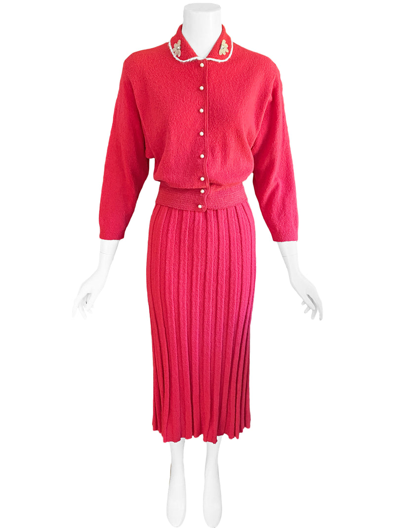 Kims 1950s Embellished Knit Skirt Set