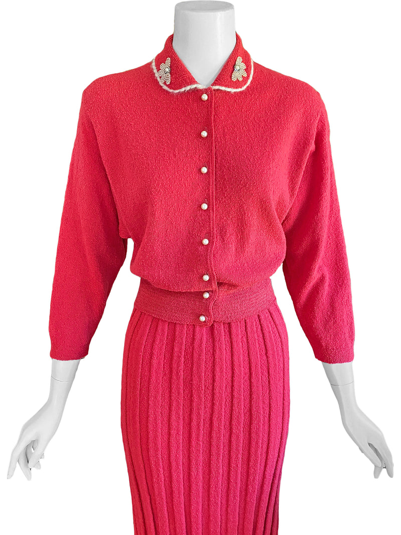 Kims 1950s Embellished Knit Skirt Set