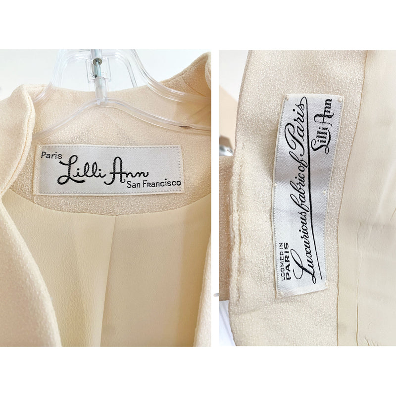 Lilli Ann 1950s Ivory Pleated Skirt Suit