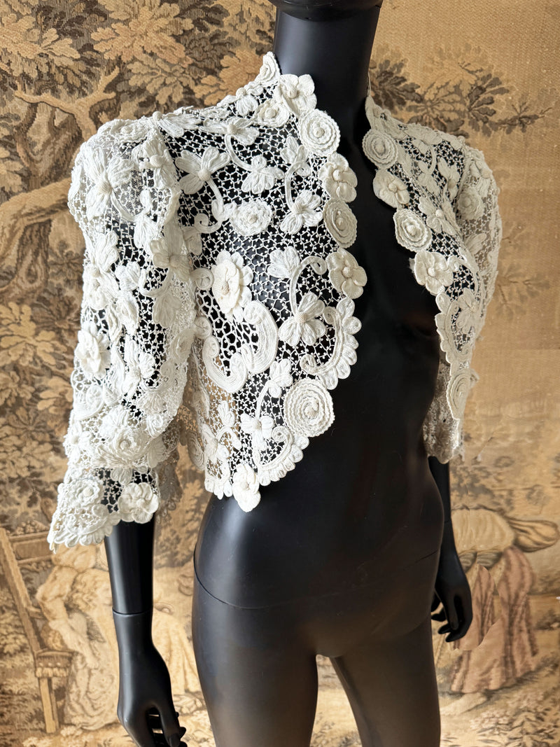 Antique Irish Crochet Lace Jacket