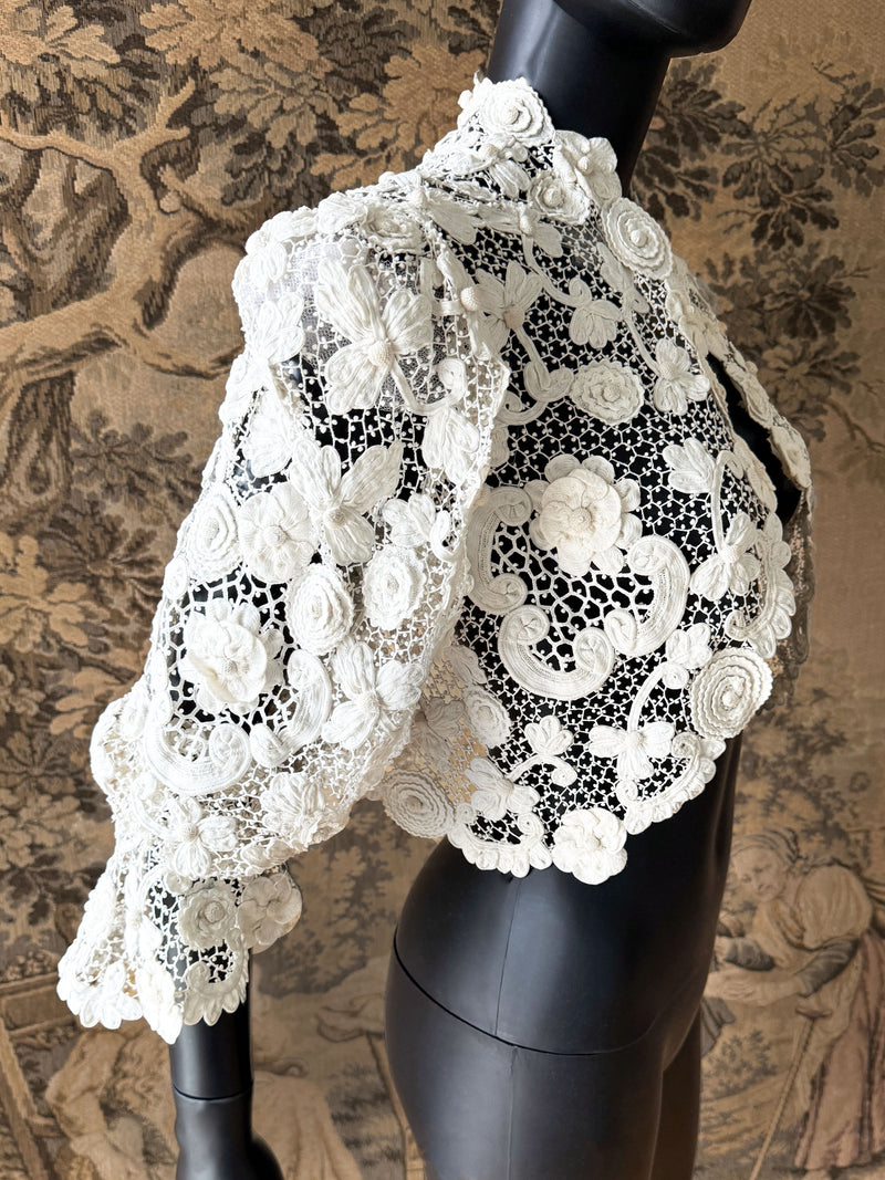 Antique Irish Crochet Lace Jacket