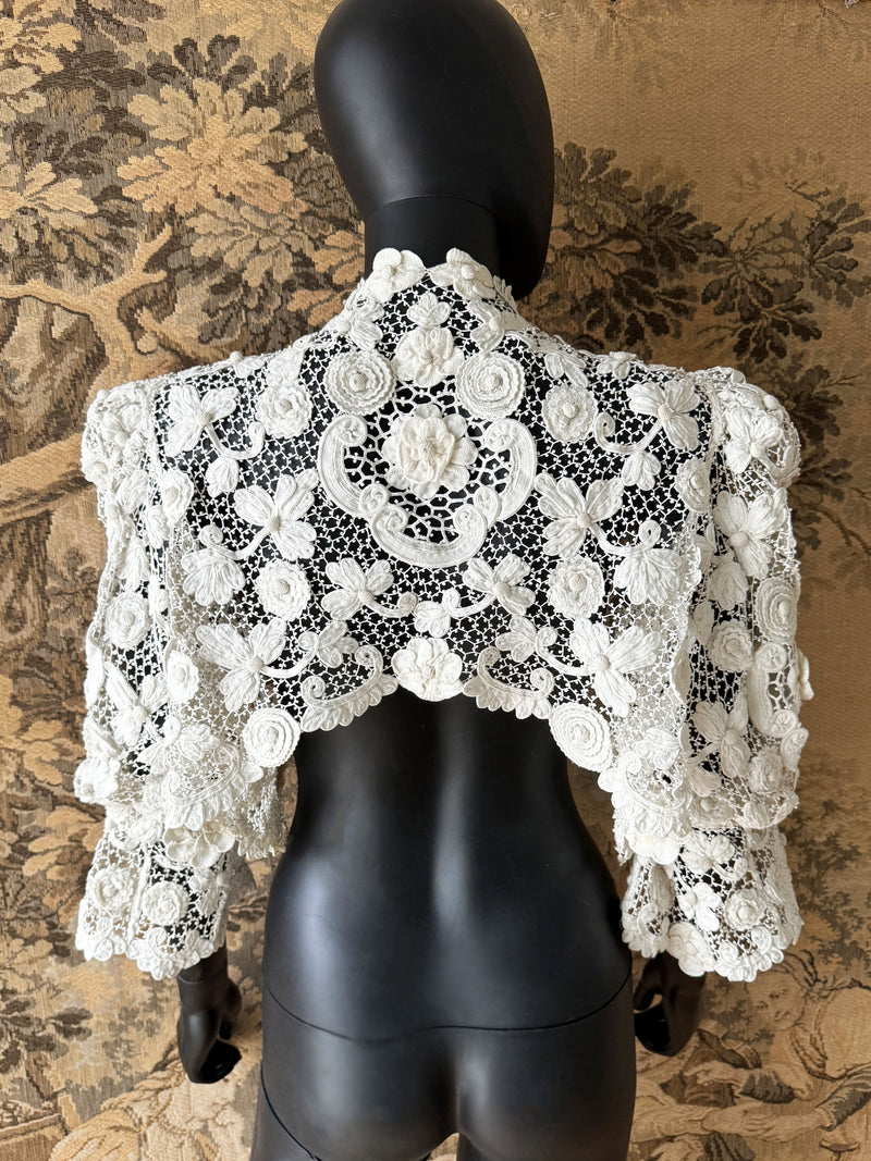 Antique Irish Crochet Lace Jacket