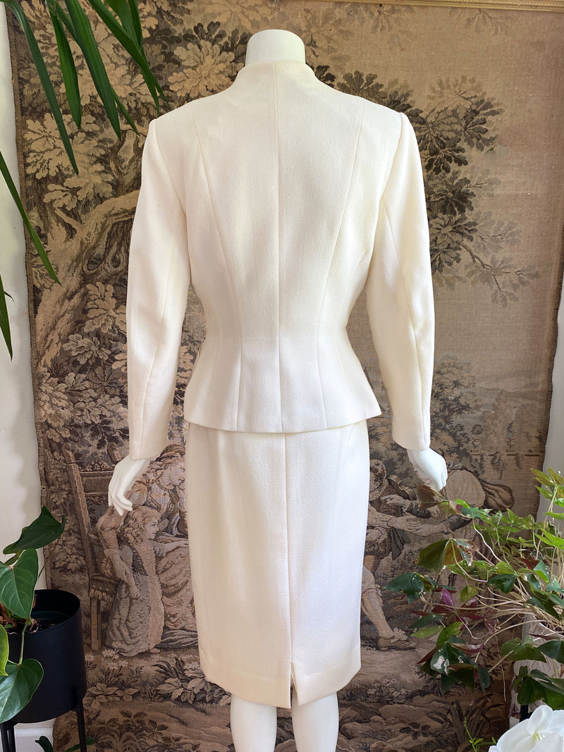 Lilli Ann 1950s Ivory Pleated Skirt Suit
