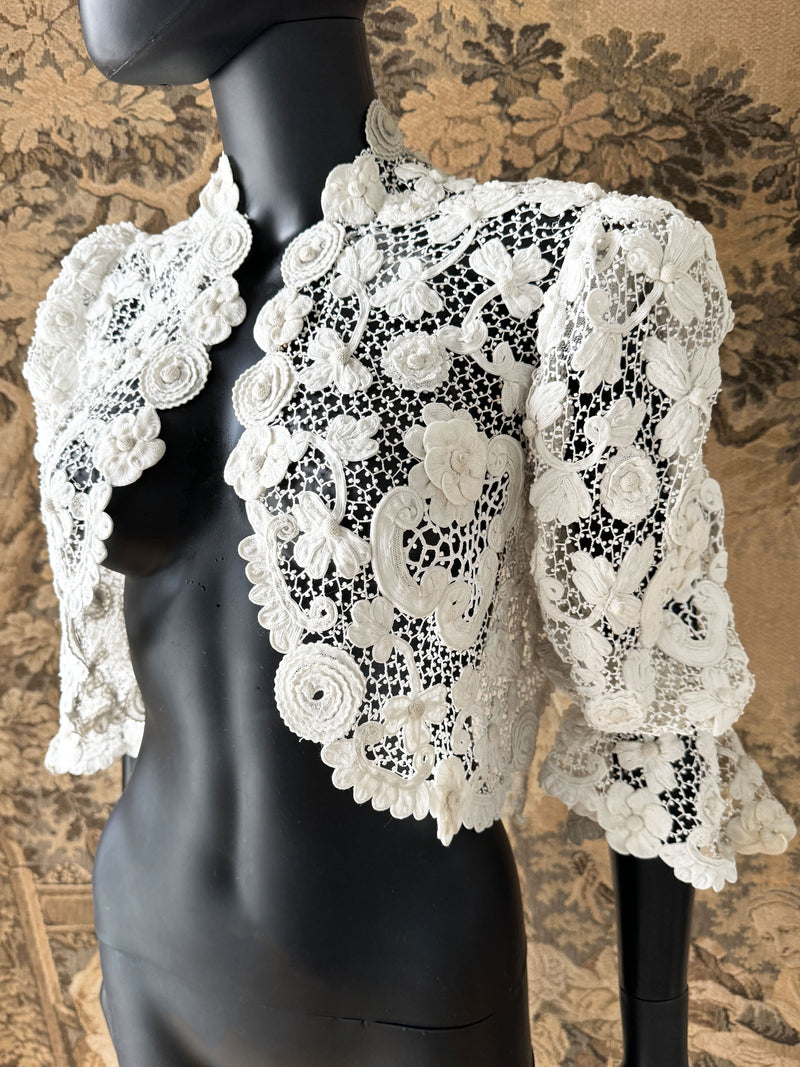 Antique Irish Crochet Lace Jacket