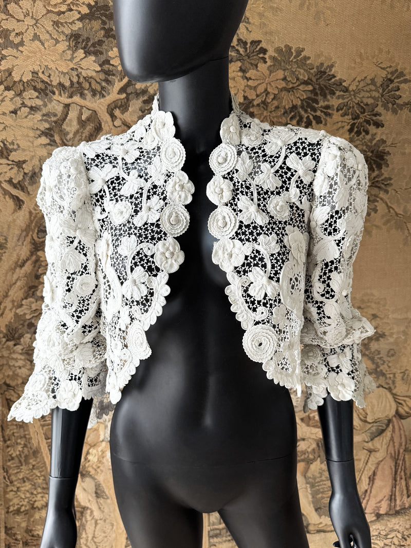 Antique Irish Crochet Lace Jacket