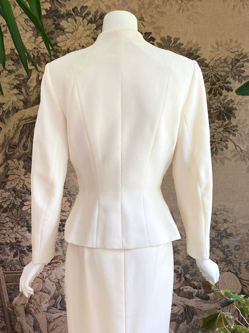 Lilli Ann 1950s Ivory Pleated Skirt Suit