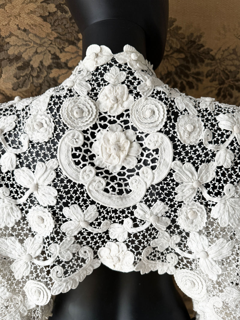 Antique Irish Crochet Lace Jacket