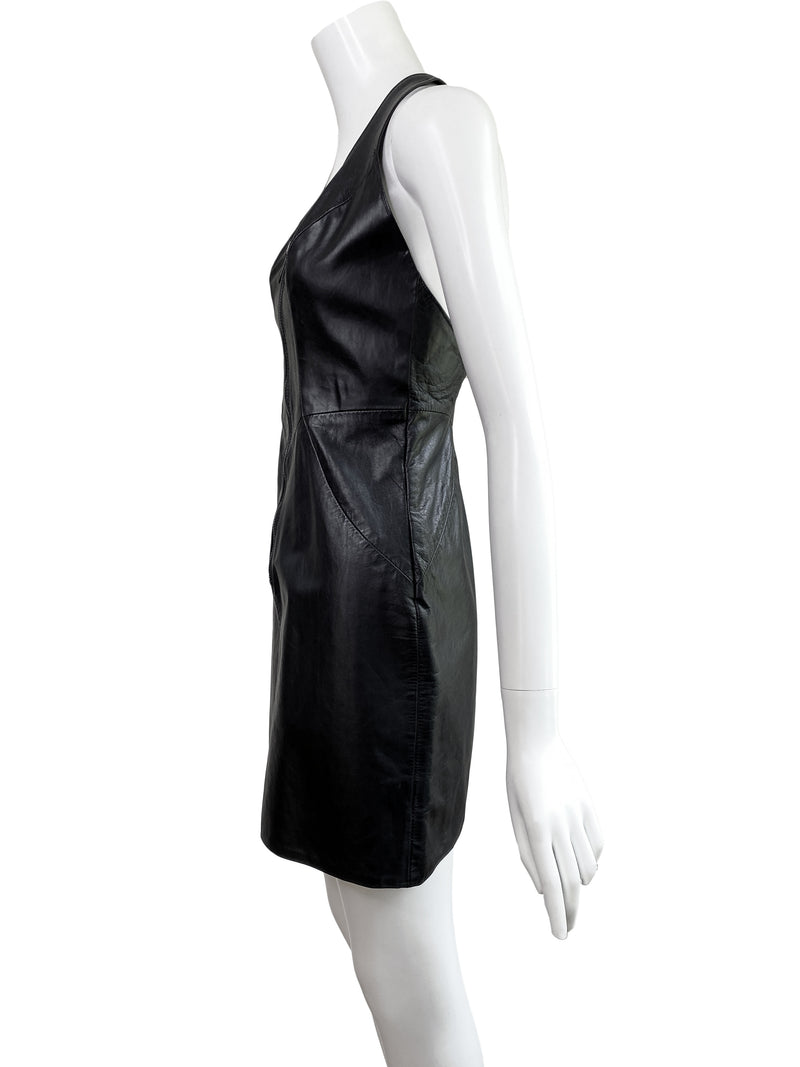 Firenze 1990s Black Leather Mini Dress