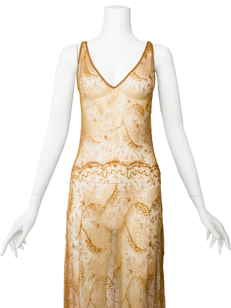 Lolita Lempicka Couture Fall 2000 Embellished Lace Maxi Dress