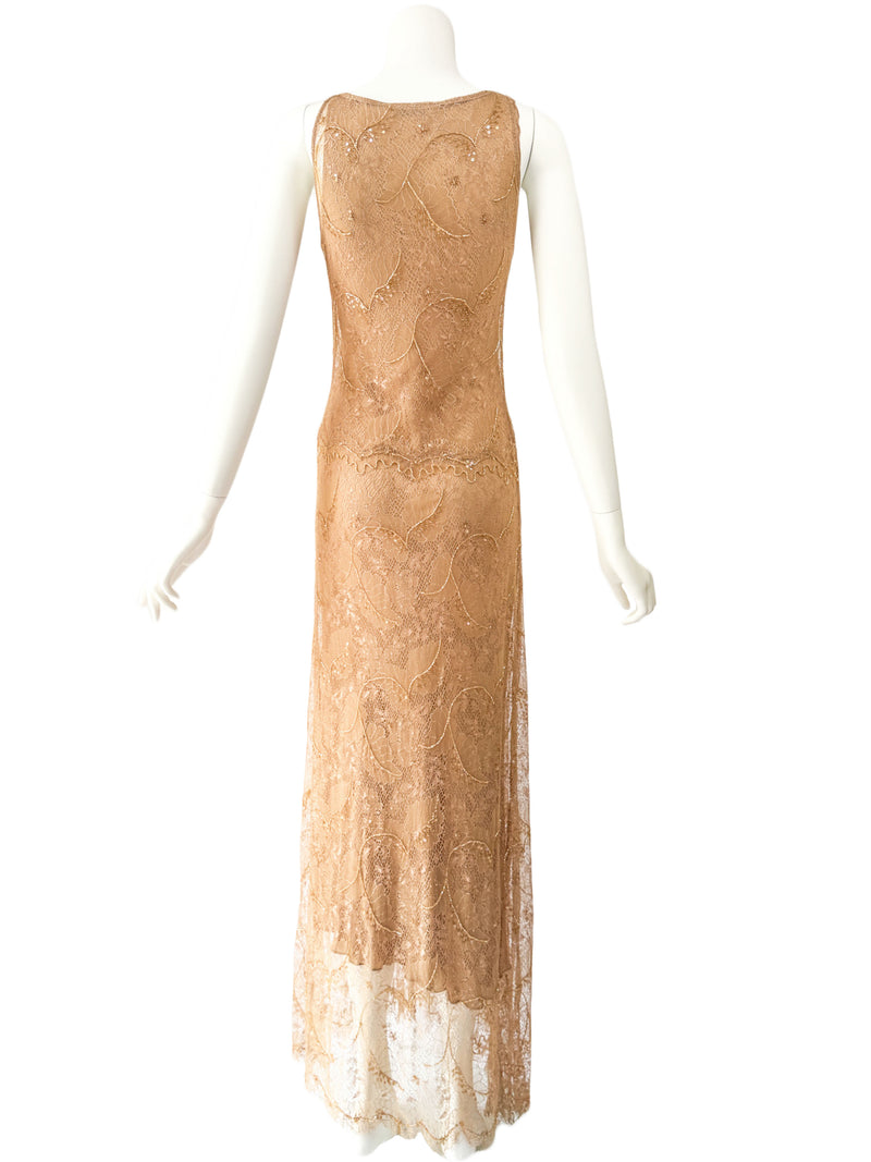 Lolita Lempicka Couture Fall 2000 Embellished Lace Maxi Dress