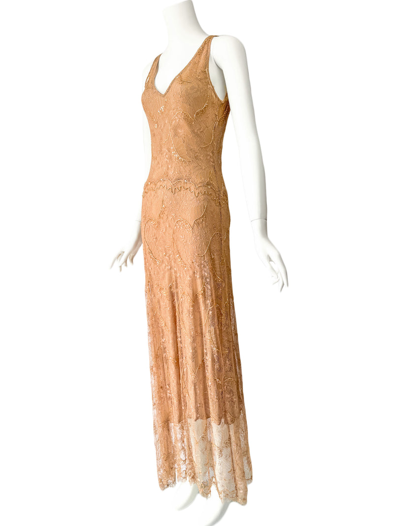 Lolita Lempicka Couture Fall 2000 Embellished Lace Maxi Dress