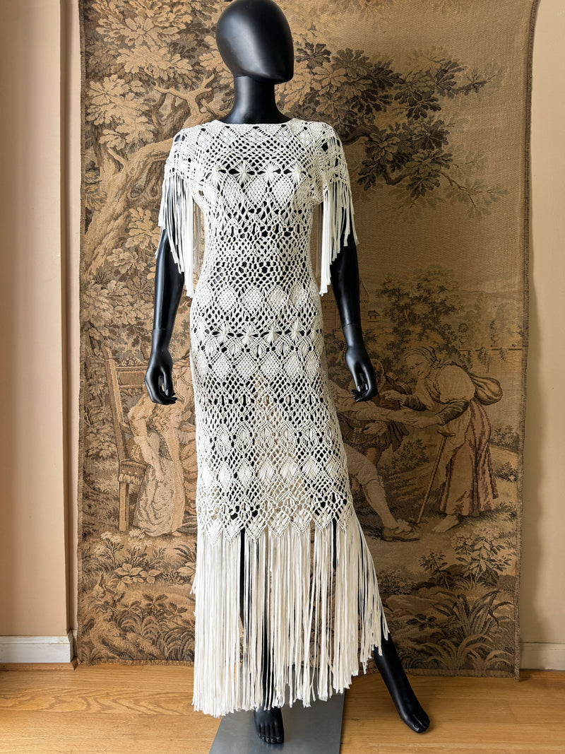 vintage crochet maxi dress Exquisite Antique Bohemian Crochet Maxi Dress Honeywood