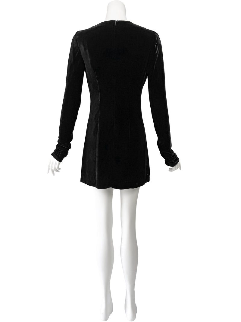 Alexander McQueen 1990s Black Velvet Plunge Mini Dress – Sweet