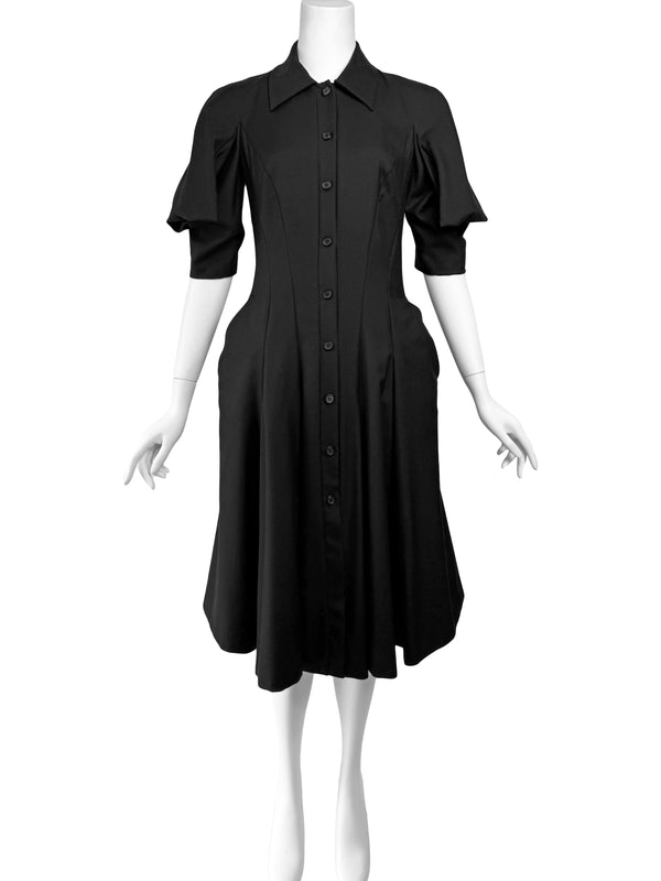 Alexander McQueen 2007 Black Origami Shirt Dress
