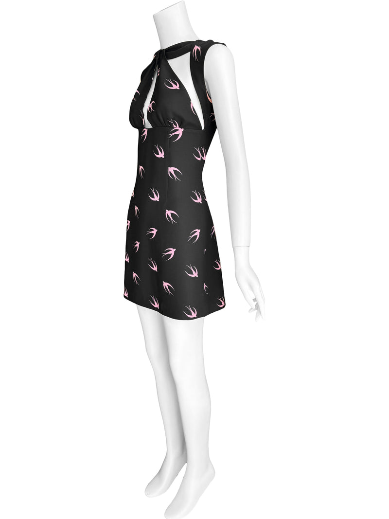 Miu Miu S/S 2010 Pink & Black Swallow Print Mini Dress