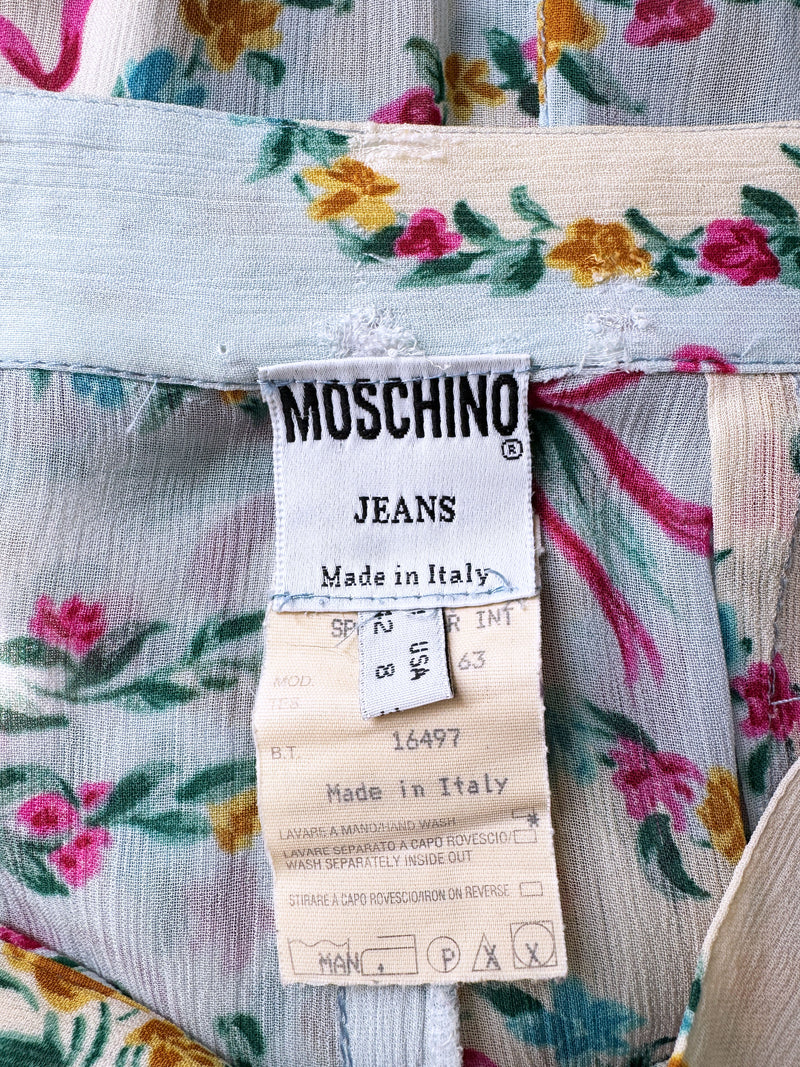 Moschino Jeans 1990s  Bow Print Chiffon Skirt
