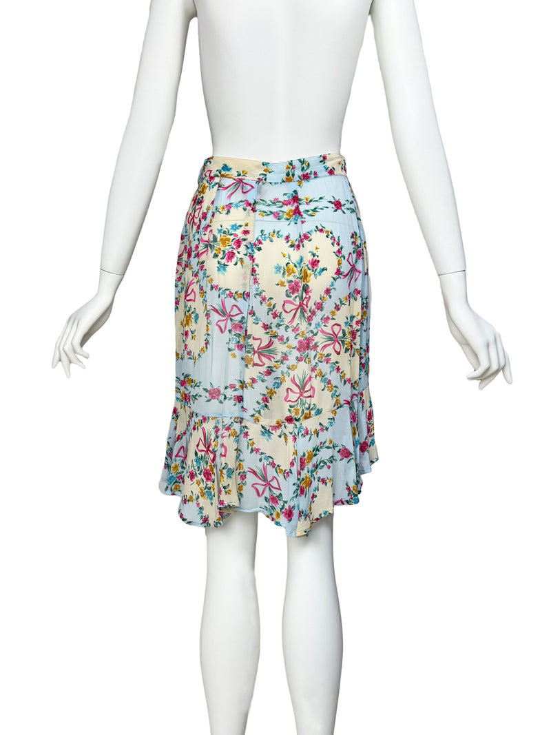 Moschino Jeans 1990s  Bow Print Chiffon Skirt