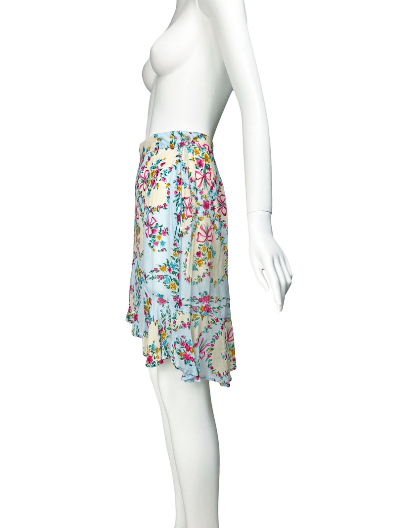 Moschino Jeans 1990s  Bow Print Chiffon Skirt