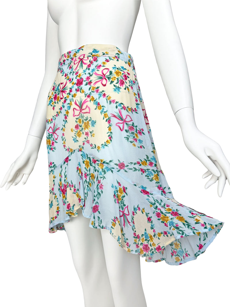 Moschino Jeans 1990s  Bow Print Chiffon Skirt