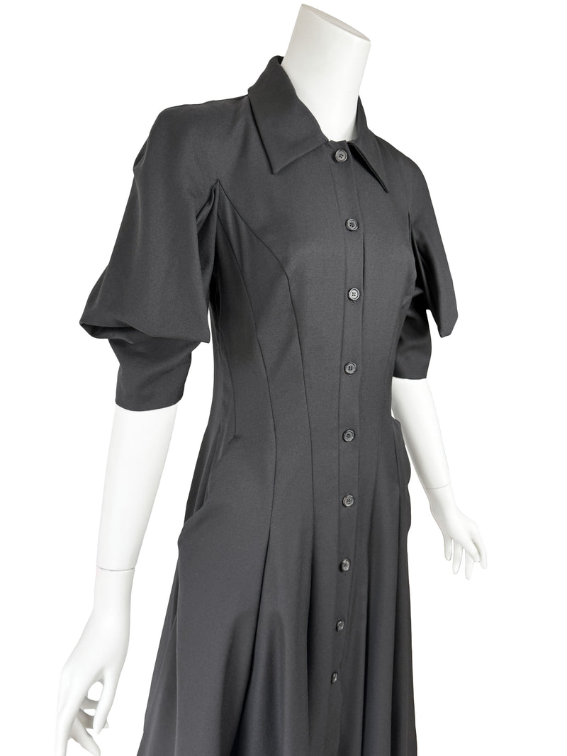 Alexander McQueen 2007 Black Origami Shirt Dress