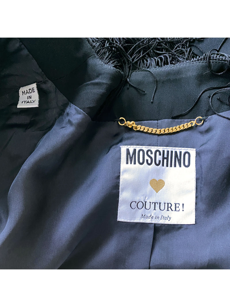 Moschino Couture 1990s Fringe Skirt Suit