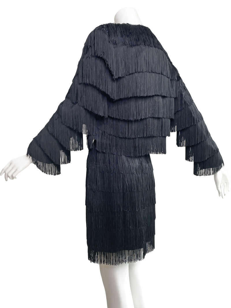 Moschino Couture 1990s Fringe Skirt Suit