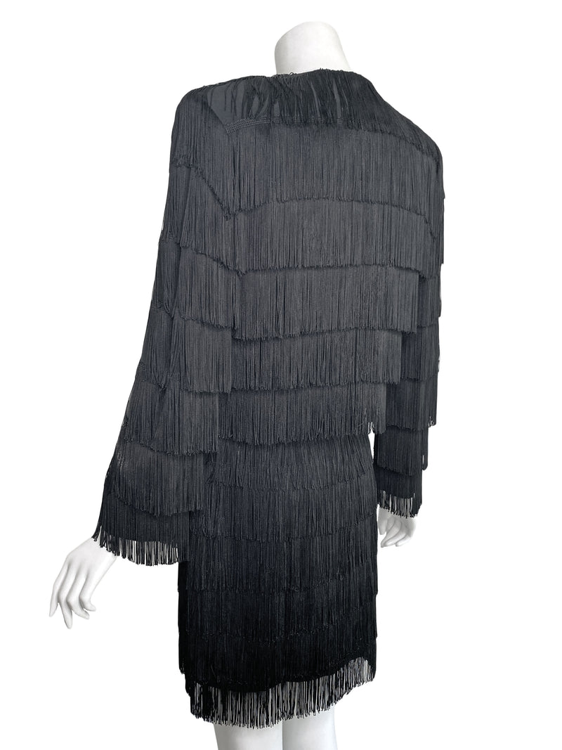 Moschino Couture 1990s Fringe Skirt Suit