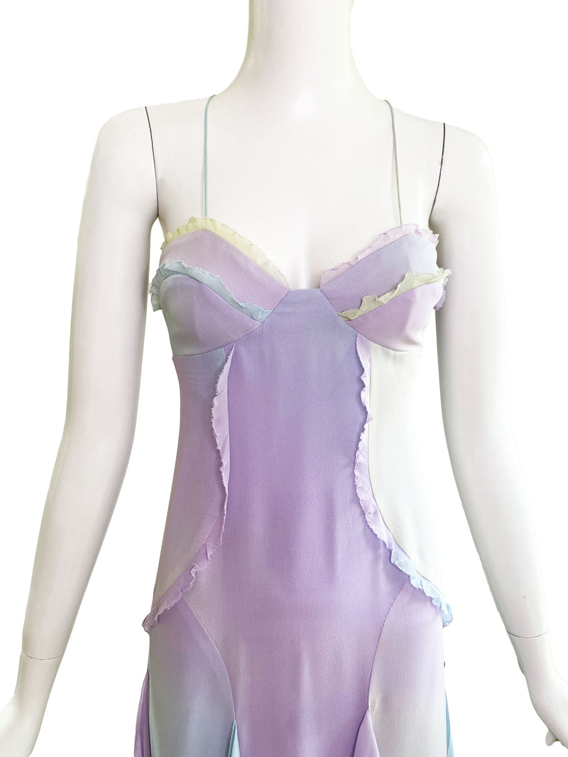 Nicole Miller y2k Watercolor Silk Dress