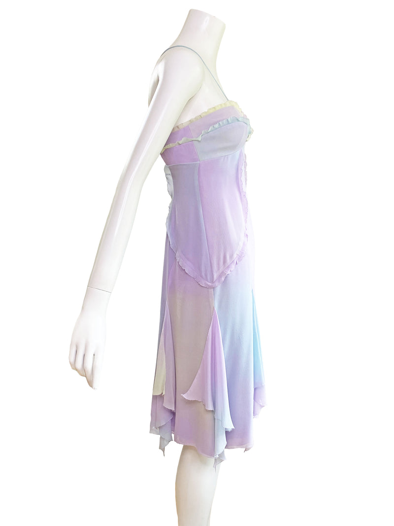 Nicole Miller y2k Watercolor Silk Dress