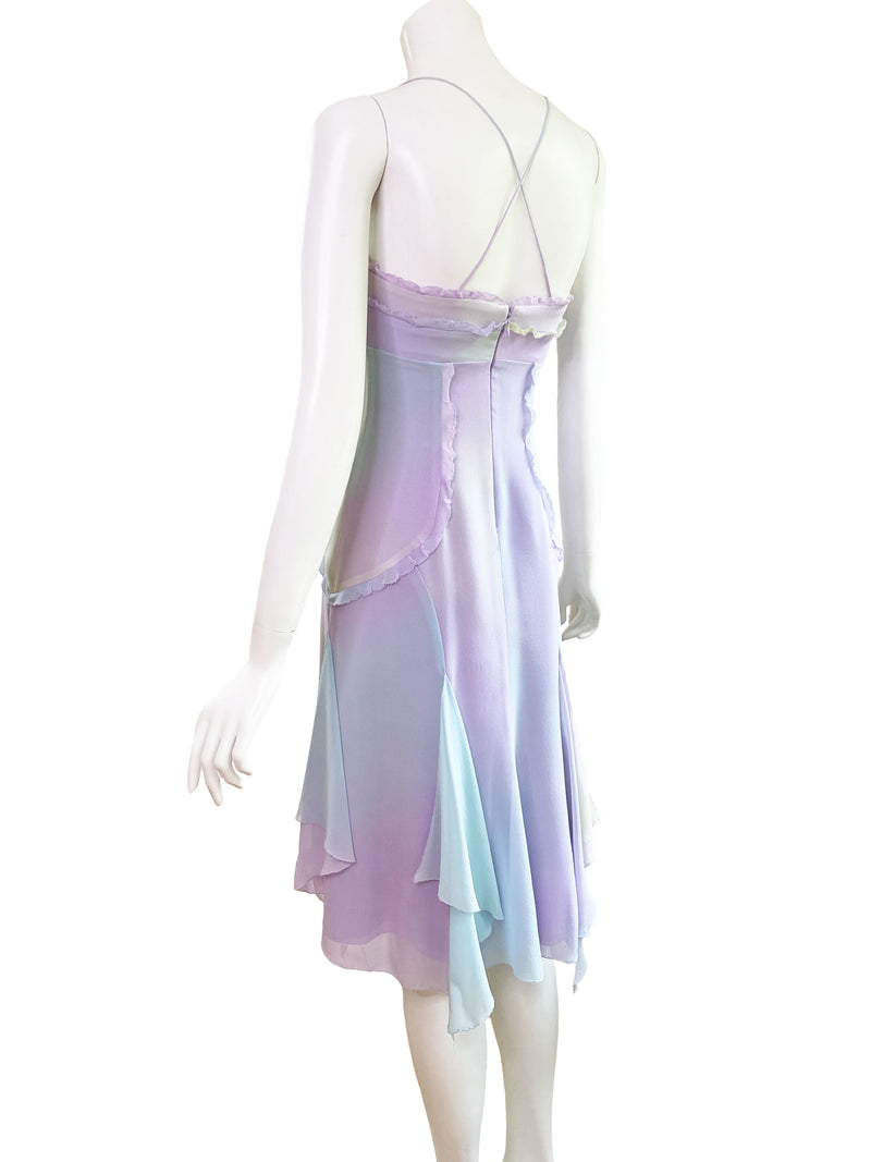 Nicole Miller y2k Watercolor Silk Dress