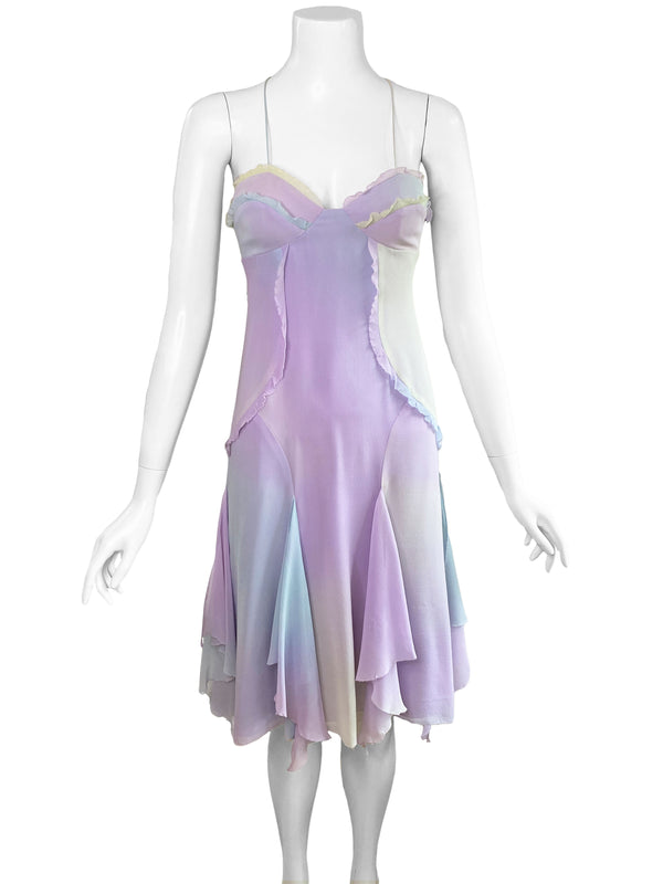 Nicole Miller y2k Watercolor Silk Dress