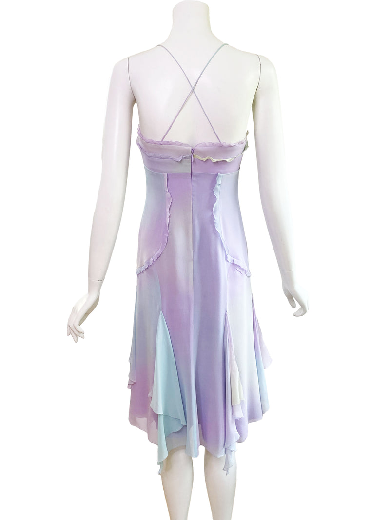 Nicole Miller y2k Watercolor Silk Dress
