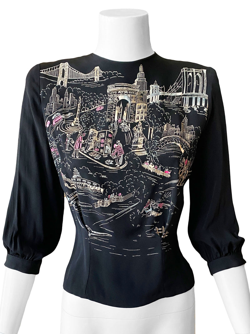 1940s New York City Novelty Blouse