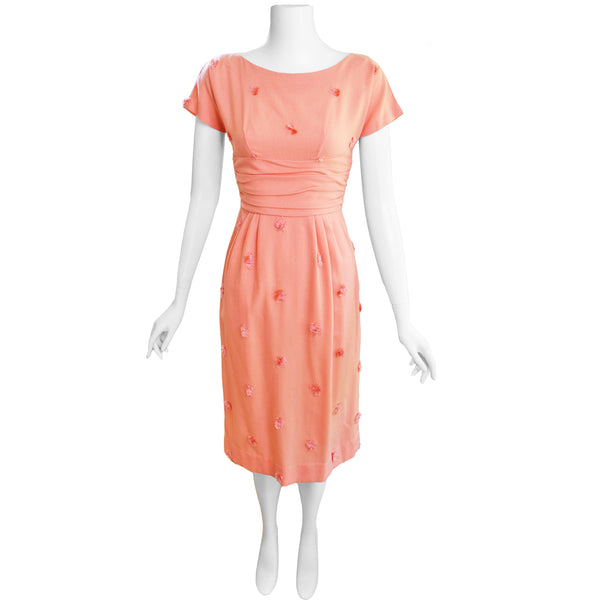 1960s Embroidered Wiggle Dress