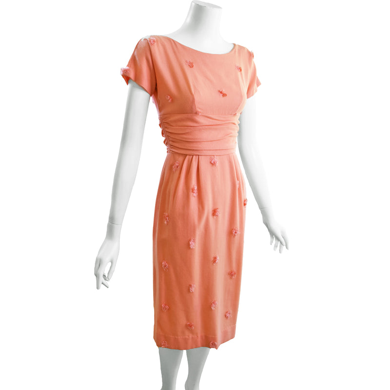 1960s Embroidered Wiggle Dress