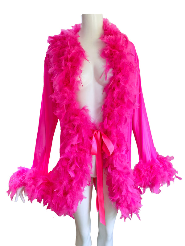 1990s Hot Pink Feather Duster