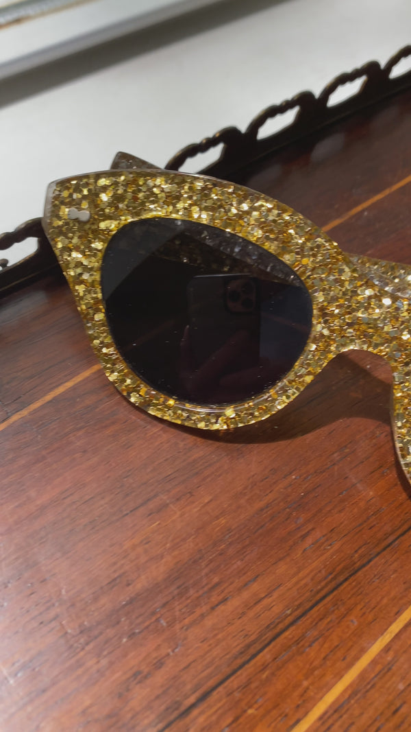 1950s Gold Glitter Sunglasses