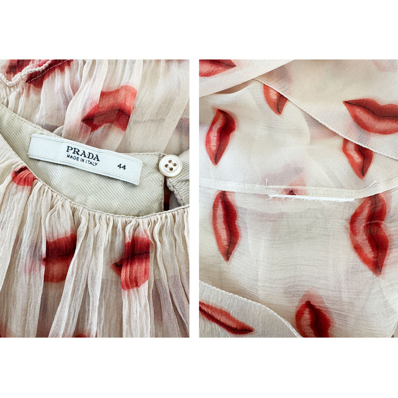 Prada S/S 2000 Red Lip Print Silk Blouse – Sweet Disorder Vintage