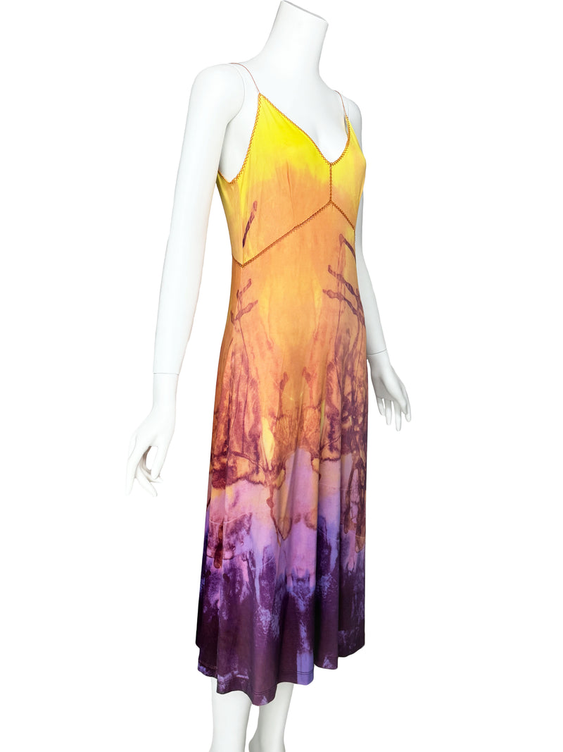 Plein Sud Jeans Y2K Sunset Print Midi Dress
