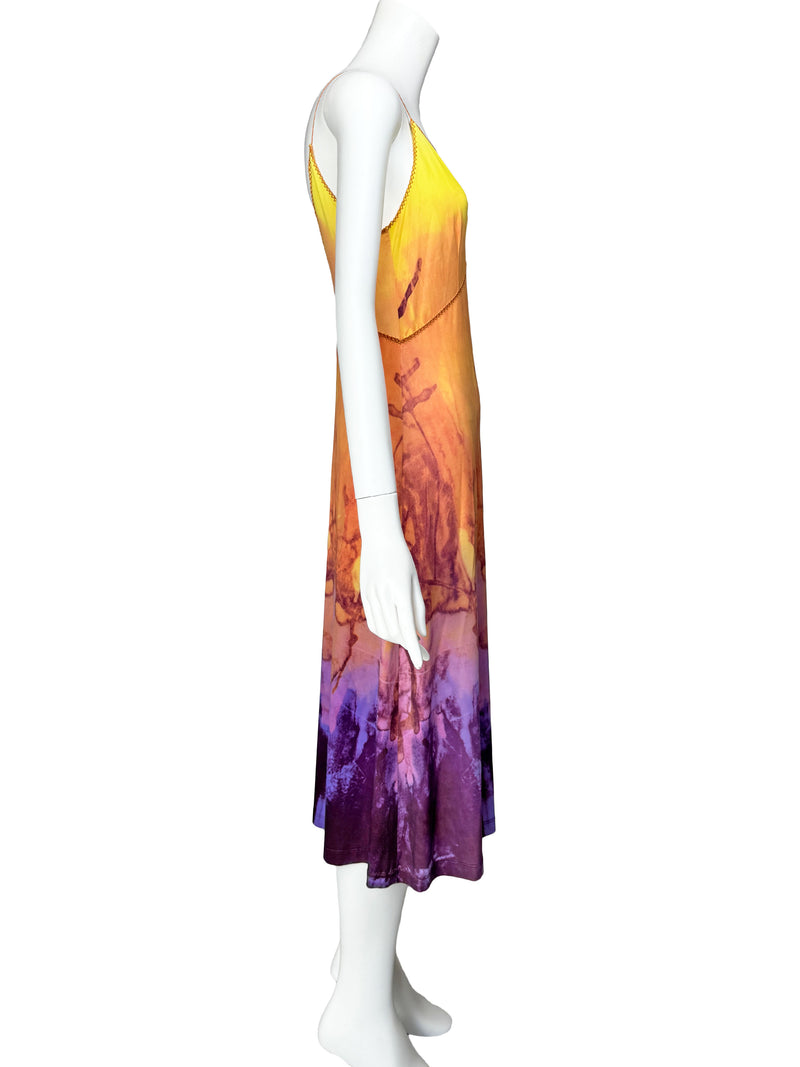 Plein Sud Jeans Y2K Sunset Print Midi Dress