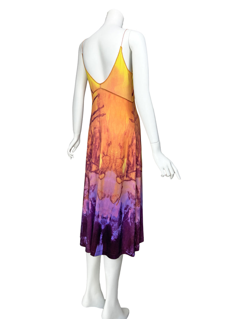 Plein Sud Jeans Y2K Sunset Print Midi Dress
